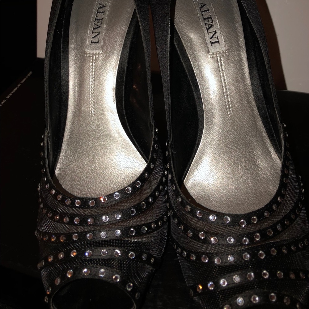 Alfani Satin and Rhinestone Peeptoe Heels - Picture 5 of 7
